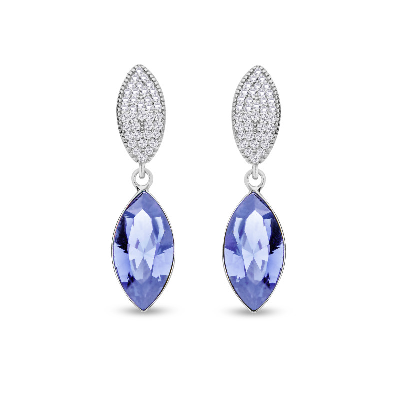 Kolczyki srebrne SPARK z niebieskim kryształem i cyrkoniami CQ KCD422815LS próba 925