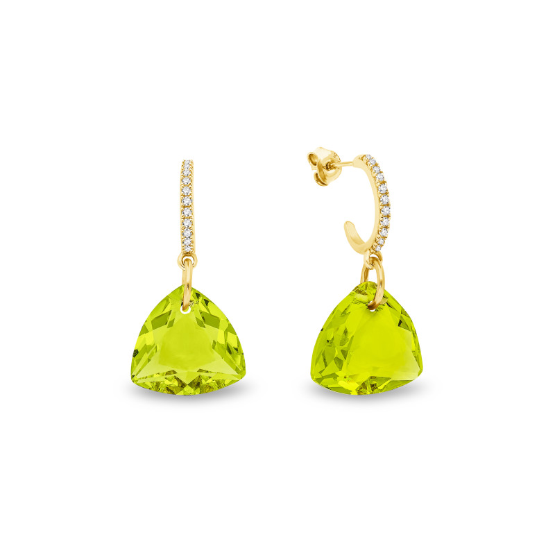 Kolczyki pozłacane SPARK z zielonym trójkątnym kryształem CQ KCG643414CG próba 925