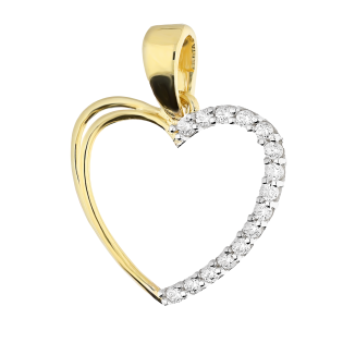 Serduszko złote ramka z cyrkoniami po jednej stronie CB 96-9109 próba 585