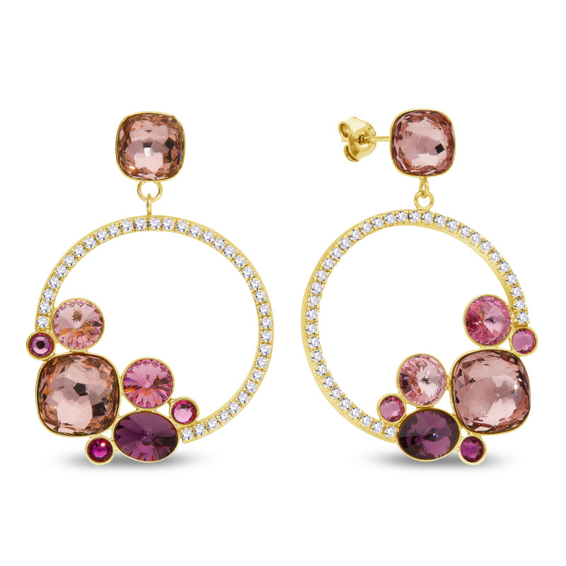 Kolczyki pozłacane SPARK kółko z cyrkoniami i kryształkami CQ KCDG4483MIX1VR próba 925