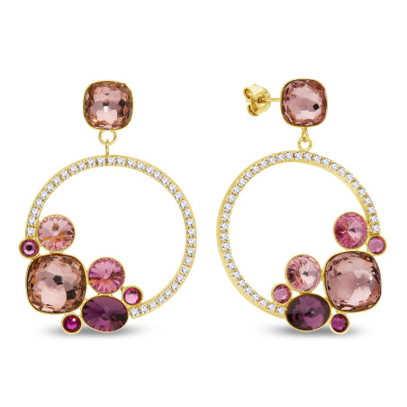 Kolczyki pozłacane SPARK kółko z cyrkoniami i kryształkami CQ KCDG4483MIX1VR próba 925