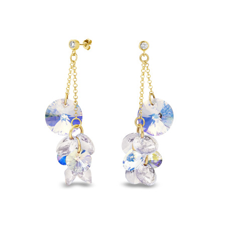 Kolczyki pozłacane SPARK z białymi kryształami/sztyft CQ KCG64287AB próba 925