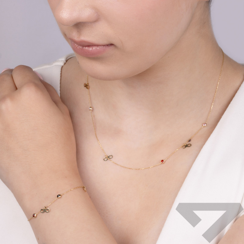 Bransoleta złota infinity i fasetowane kulki/rolo CA T5ZKU1900002-MX próba 585