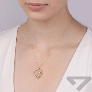 Serduszko złote z kwiatami zdobione kolorowymi cyrkoniami nr GS P-YB-G1P192121-CZ próba 375