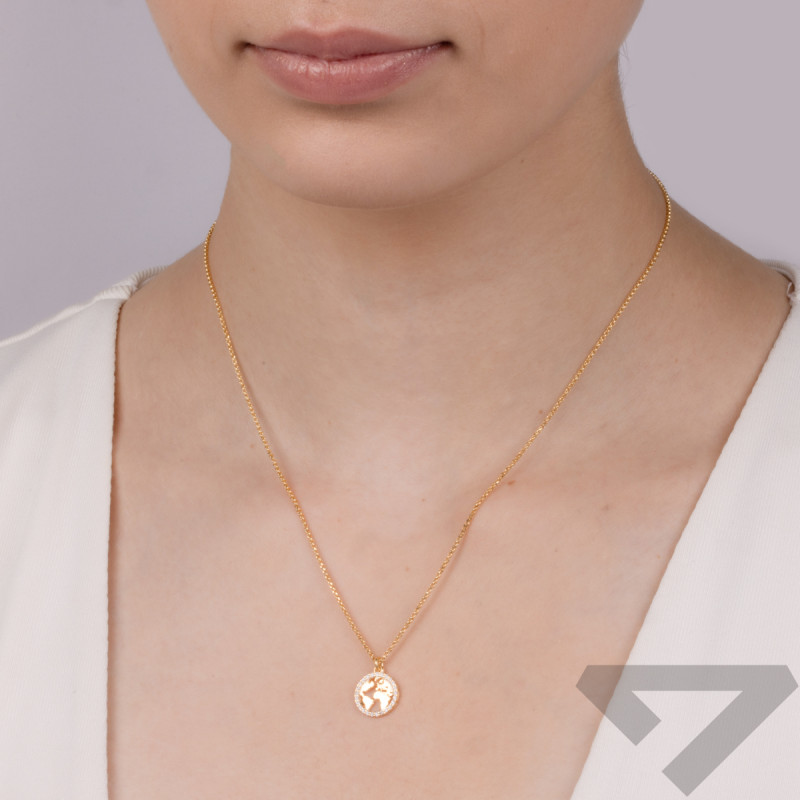 Naszyjnik pozłacany ziemia w kole z cyrkoniami/rolo TA 12115 G próba 925