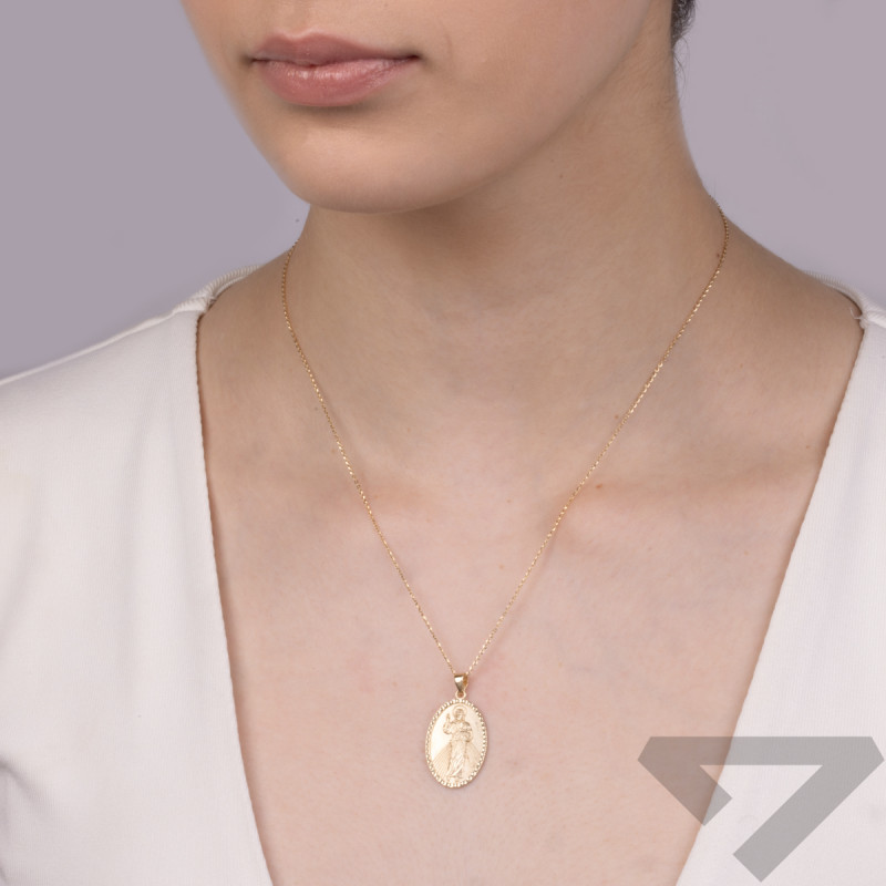 Medalik złoty Jezu Ufam Tobie w owalu AR XKP11557-SM-DC próba 375