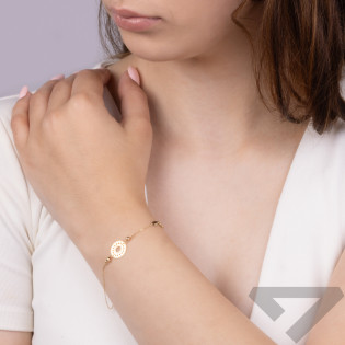 Bransoleta złota ażurowe koło z falbanką i kulki/rolo AR X8FOR8B0184-DC próba 375