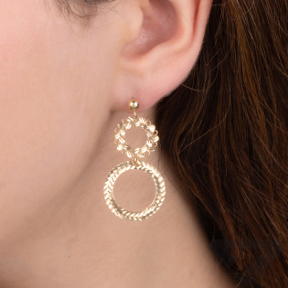 Kolczyki złote kółko ażurowe i kółko grawerowane/sztyft AR XDCNSE8257-V-2 próba 585