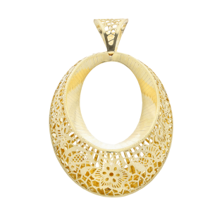 Zawieszka złota ażurowy owal z taflowanym środkiem M3-254 próba 585