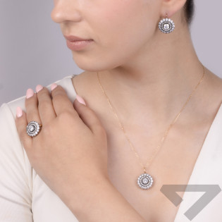 Kolczyki złote okrągła markiza z białymi cyrkoniami/ang.zap. WS MW003kc próba 585