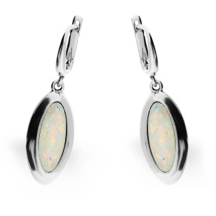 Kolczyki srebrne łezka z opalem jubilerskim/ang.zap. SZ124 opal biały próba 925