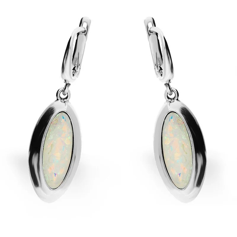 Zawieszka srebrna łezka z opalem jubilerskim SZ124 opal biały próba 925