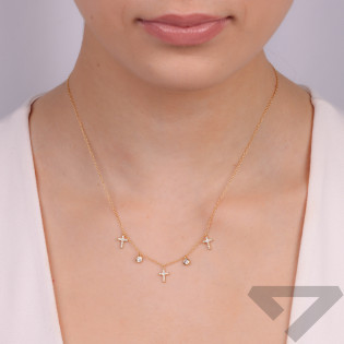 Pozłacany Naszyjnik Srebrny Krzyżyki Cyrkonie - JubilerSezam.pl