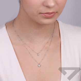 Naszyjnik srebrny podwójny z kulkami i dwoma sercami/rolo TA 10968 próba 925