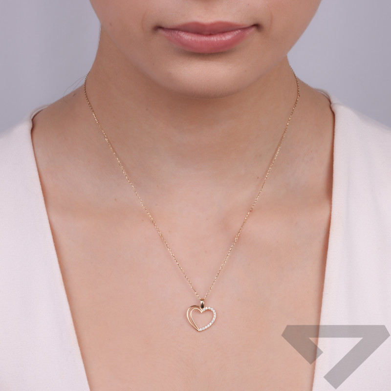 Serduszko złote ramka z cyrkoniami po jednej stronie CB 96-9109 próba 585