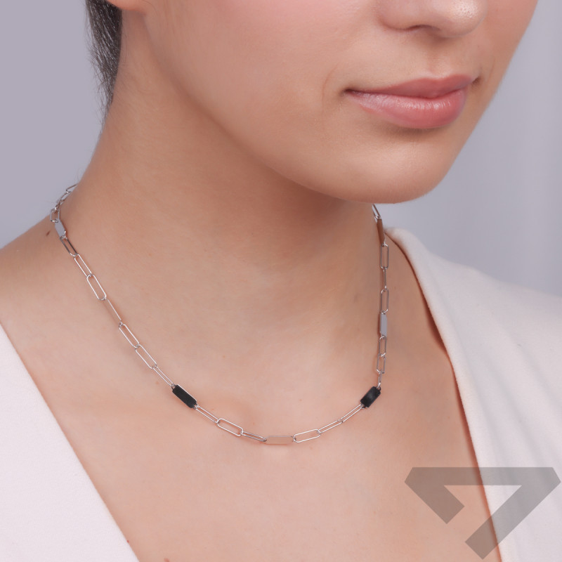 Naszyjnik srebrny puste i gładkie prostokąty TA 11033 próba 925