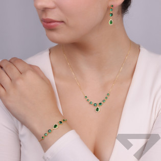 Bransoleta pozłacana kropla z zieloną cyrkonią/anker PW A0660 szmaragd GOLD próba 925