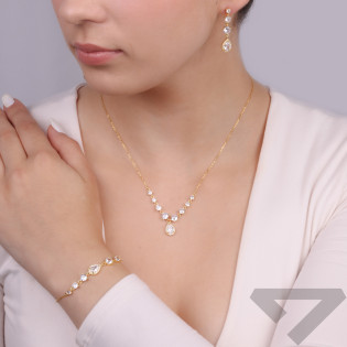 Bransoleta pozłacana kropla z białymi cyrkoniami/anker PW A0660 GOLD próba 925