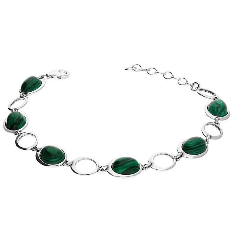 Bransoleta owalne malachity i puste owale x2 SZ255 malachit próba 925