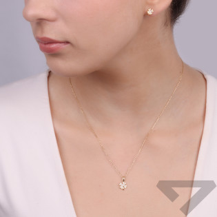 Kolczyki złote koniczyna z serc z białymi cyrkoniami/sztyft CB-019 próba 585