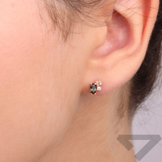 Złote kolczyki z cyrkoniami sztyft pr. 585 - JubilerSezam.pl