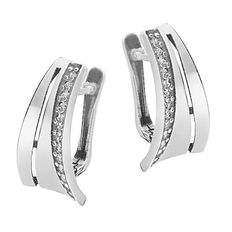 Kolczyki trójkąt blask z rzędem cyrkonii/ang.zap. SZ281 próba 925