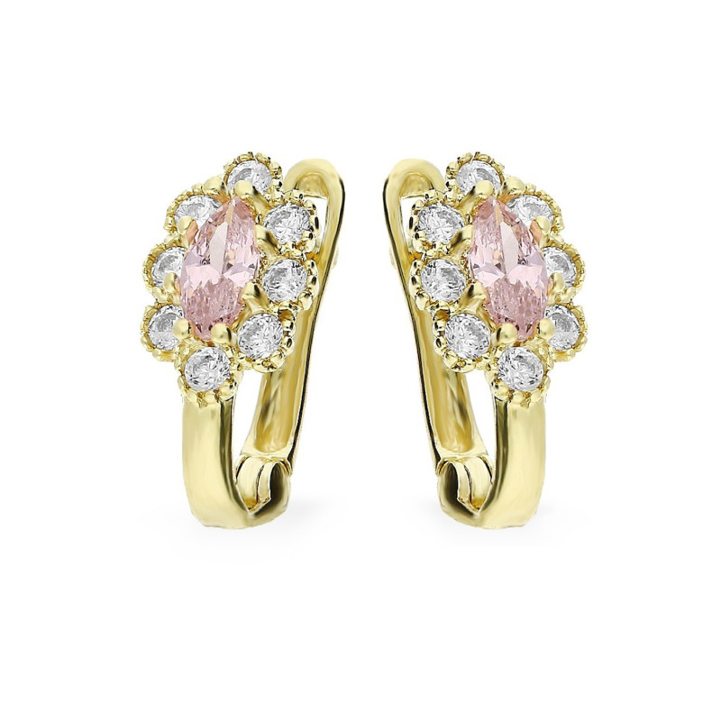 Kolczyki złote dla dziewczynki markizy z cyrkoniami próba 375