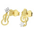Kolczyki złote klucz wiolinowy i skrzypce z cyrkonią próba 585