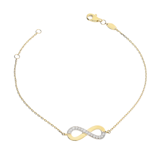 Bransoleta złota infinity z cyrkoniami/rolo AR X4FFOR6B200430-II-YW-FCZ próba 375
