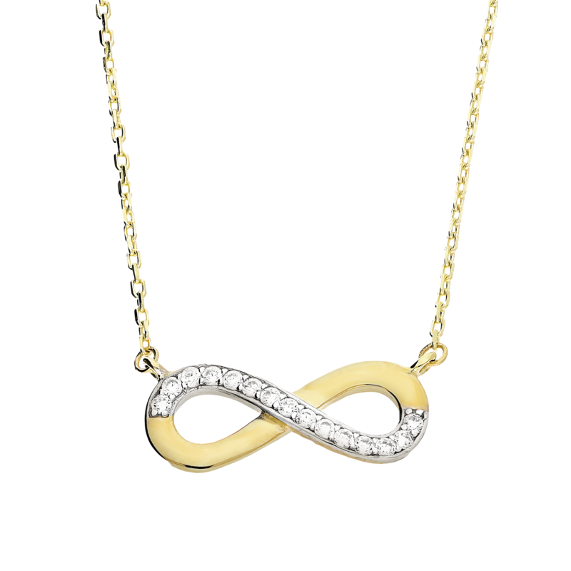 Naszyjnik złoty infinity z białymi cyrkoniami/rolo AR X4FFOR6N200430-II-YW-FCZ próba 375
