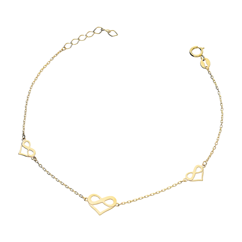 Bransoleta złota infinity w sercu x3/rolo AR X6FOR6B9811-II próba 585