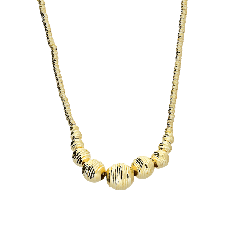 Naszyjnik złoty grawerowane kulki