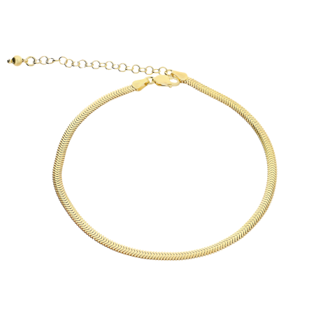 Bransoleta pozłacana na nogę o splocie snake BC 1487-330 FLAT GOLD snake próba 925