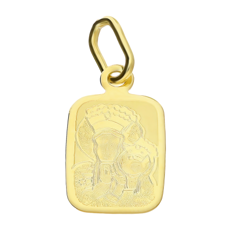 Medalik złoty Częstochowska w prostokącie BC-328 laser próba 585