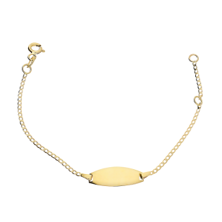 Bransoletka złota dla dziecka owalna ścięta blaszka z łańcuszkiem pancer