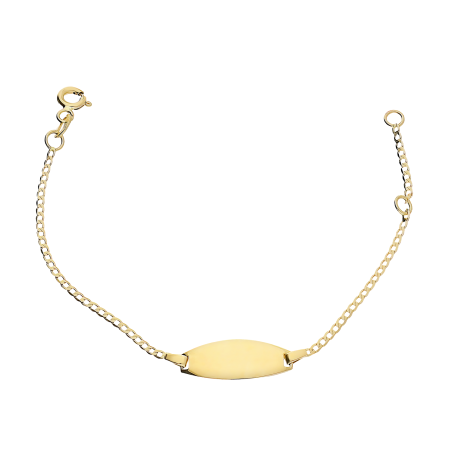 Bransoletka złota dla dziecka owalna ścięta blaszka z łańcuszkiem pancer