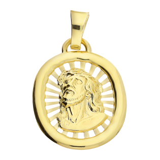 Medalik złoty obła blaszka z Panem Jezusem BC M-0710 próba 585