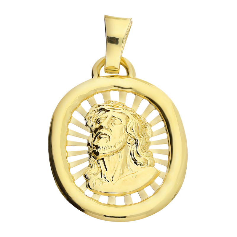 Medalik złoty obła blaszka z Panem Jezusem BC M-0710 próba 585