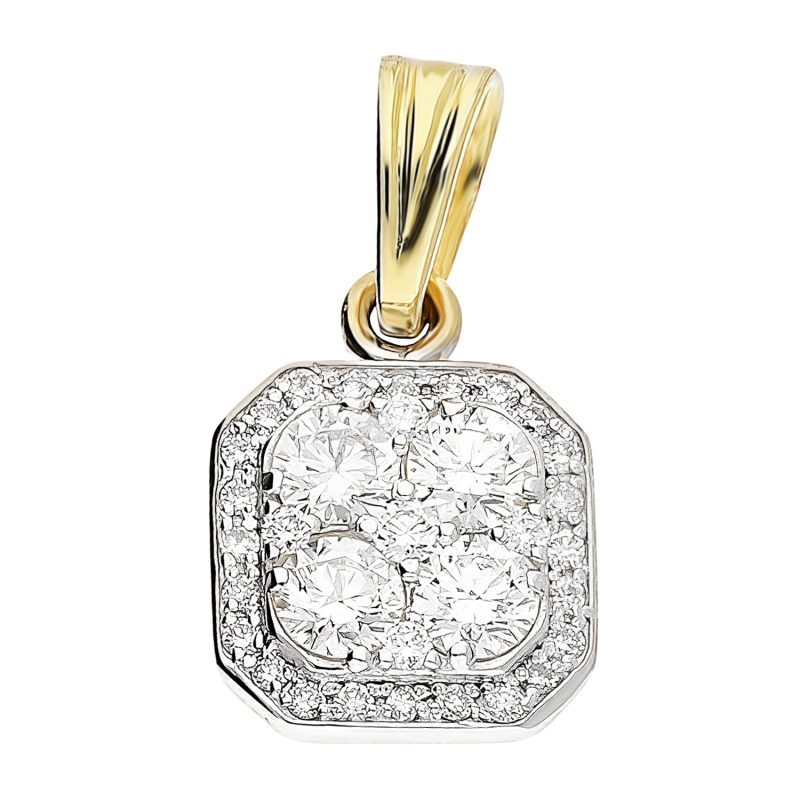 Zawieszka złota kwadrat z diamentami DI 509-05 próba 585