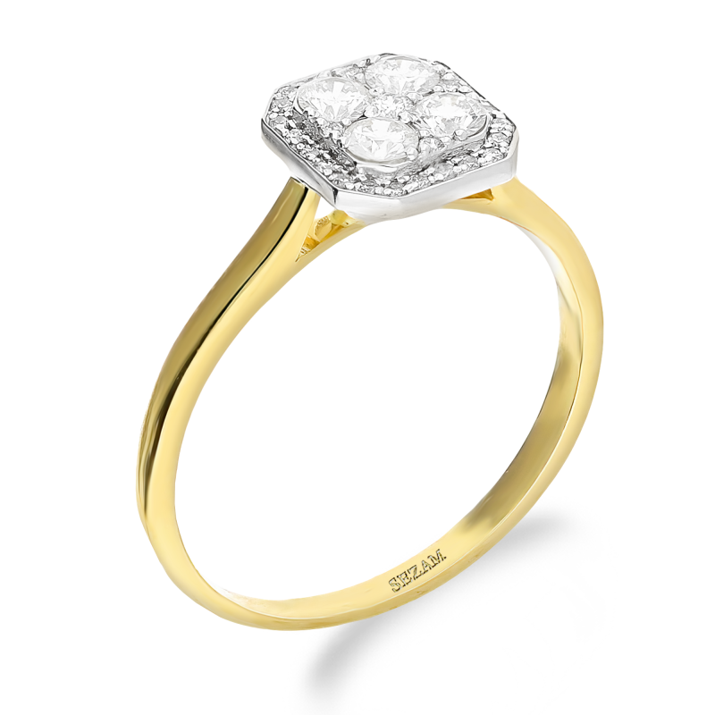 Pierścionek zaręczynowy SWEET kwadrat z diamentami DI 509-05 próba 585