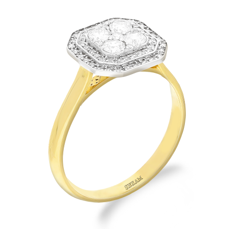 Pierścionek zaręczynowy z białymi diamentami w kwadracie DI 523-05 próba 585