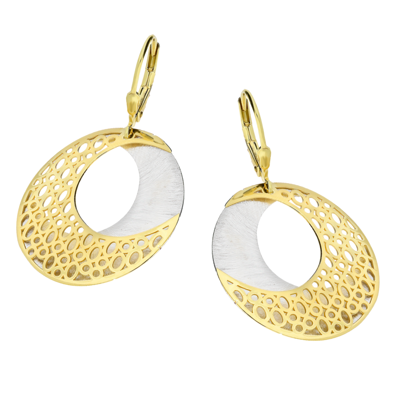 Kolczyki srebrne ażurowy półksiężyc w dwóch kolorach/big.zam. JZ024 GOLD próba 925