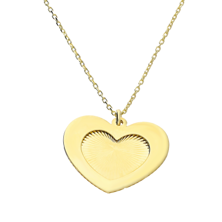Naszyjnik złoty grawerowane serce w gładkim sercu/anker LP 14U30-BEM671 próba 585