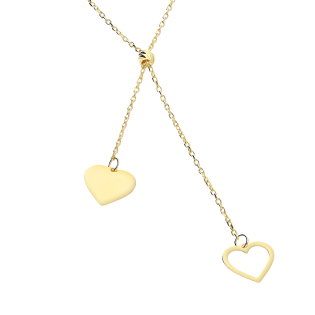 Naszyjnik złoty krawatówka z dwoma sercami/anker LP 14U285-47FON0240-Y próba 585