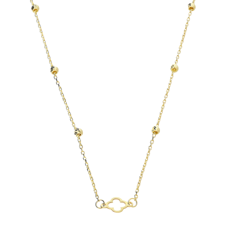 Naszyjnik złoty koniczyna i grawerowane kulki/anker LP 14U325-74N0224-Y próba 585