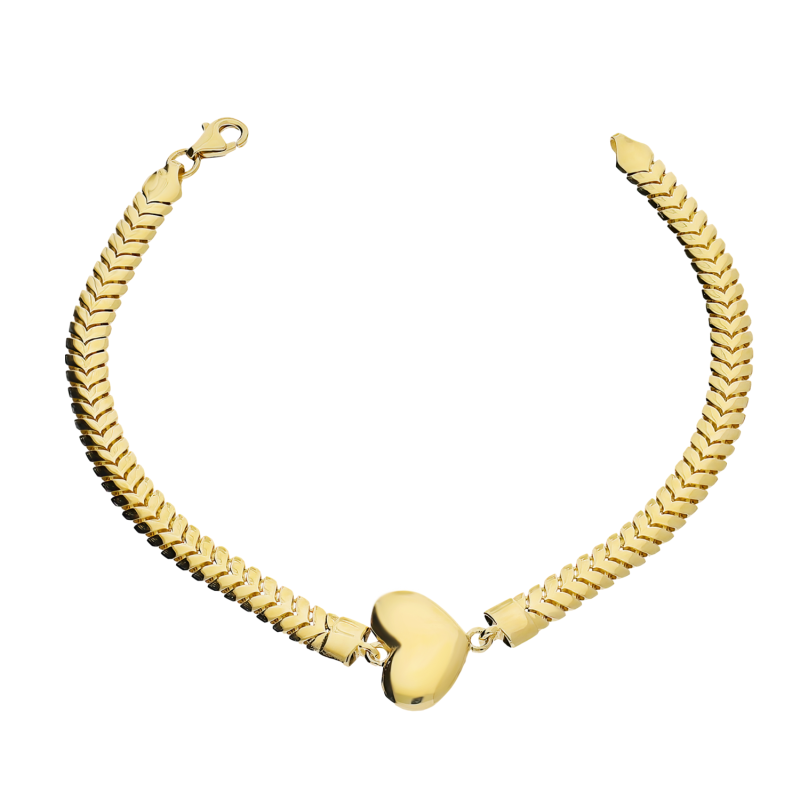 Bransoleta złota ażurowe serce/taśma jodełka LP 25U27-MB00136 próba 585