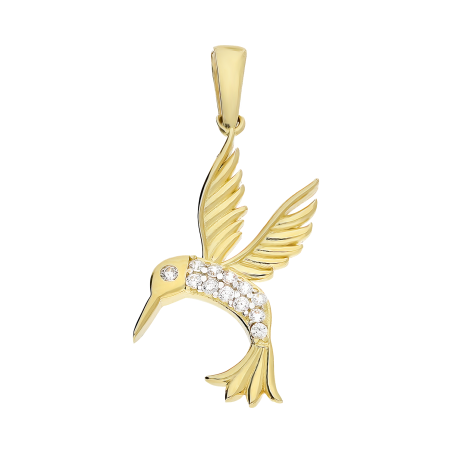 Zawieszka złota koliber z białymi cyrkoniami