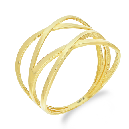 Pierścionek złoty plecionka kształt X LP 38U25-MY456-Y próba 375