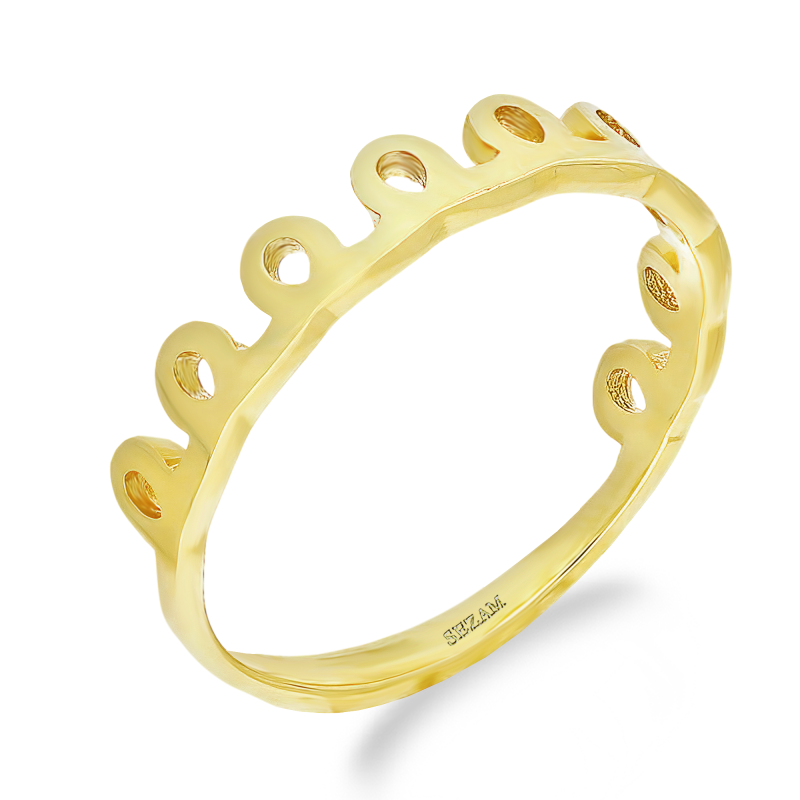 Pierścionek złoty korona kółka na szynie LP 71U25-TS1149-Y próba 375