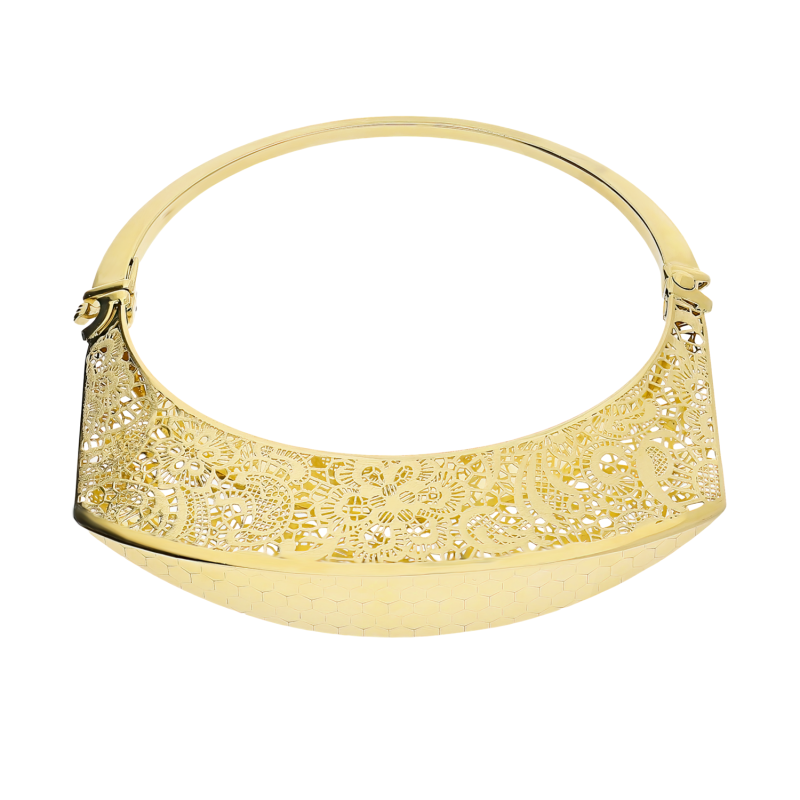 Bransoleta złota bangla taflowanana z ażurowymi bokami M3-264 próba 585